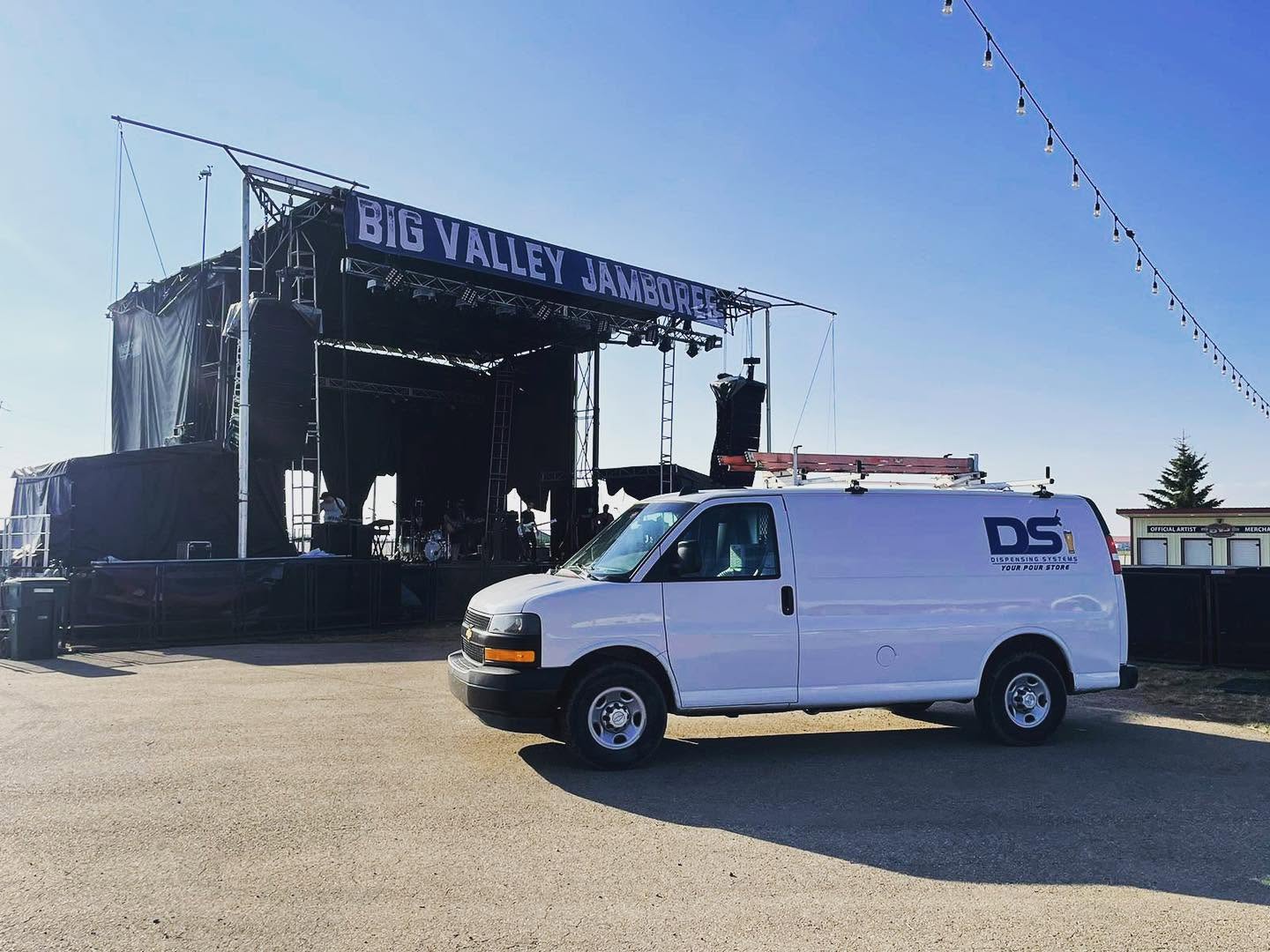 DSI branded van parked at the Big Valley Jamboree festival stage